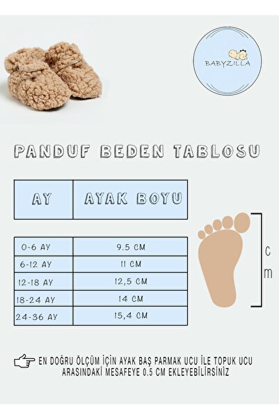 BabyZilla Bebek Pandufu, Kaydırmaz Taban, Terletmeyen Pamuk Astarlı, Ev Patiği