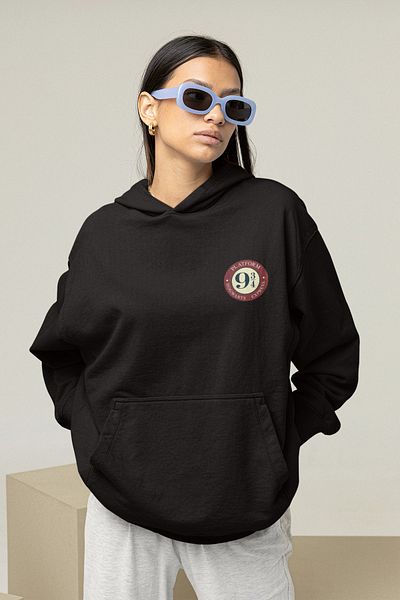 Sheesh Hanorac și hanorac cu glugă oversize, unisex, negru, cu 3 fire