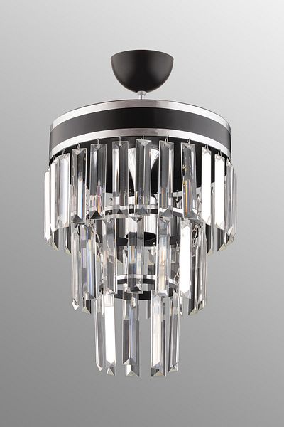 KUZEY AYDINLATMA Çağla Single Black Three Layer Crystal Modern Lighting