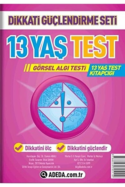 Adeda Yayınları Dikkati Güçlendirme Seti 13 Yaş Test / Osman Abalı / / 978605...