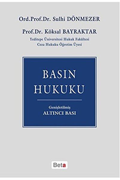 Genel Markalar Basın Hukuku Köksal Bayraktar  9786053335832