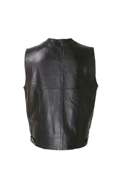 Derimont's Genuine Lambskin Black Three-Button Leather Vest with Front