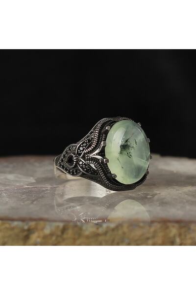 RevSilver 925 Ayar Gümüş Erkek Yüzük Doğal Taş Yeşim Labradorit Azurit Pieter...