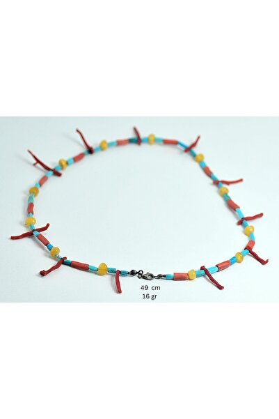 Mercan Turkuaz Damla Kehribar 3 Lü Bomba Karma Kolye Doğal Taş Taş Mabeti