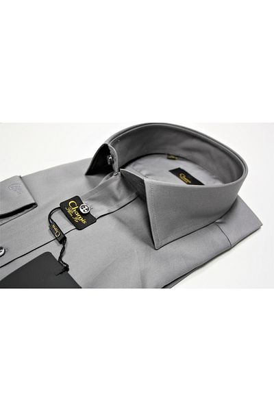 Chamis Slimfit Smoked Satin Long Collar Shirt