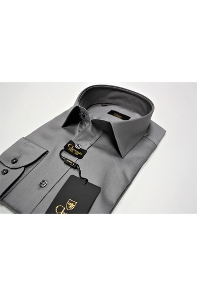 Chamis Slimfit Smoked Satin Long Collar Shirt