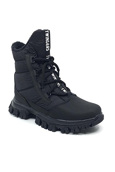 DİLADAYS Çocuk Unisex Fermuarlı Kışlık Rahat Su Soğuğa Dayanıklı Günlük Içi Yünlü Bot