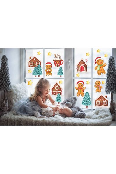 Walldeco Σετ αυτοκόλλητων τοίχου με θέμα την Πρωτοχρονιά Santa Cookie Man