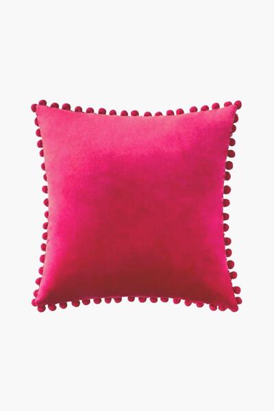 Bc Home Fuşya Minik Ponponlu Yumuşak Dokulu Kare Kırlent Kılıfı Iskandinav, B...