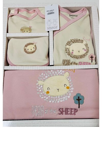 Bebitof Newborn Girl Lamb Patterned 10-Piece Hospital Exit 100% Cotton