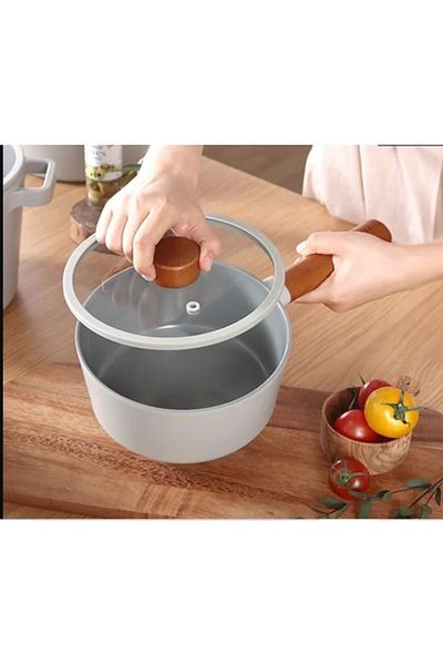 Prima Nova Neoflam Fika Cast Aluminum Sauce Pot with Glass Lid 18cm Gray