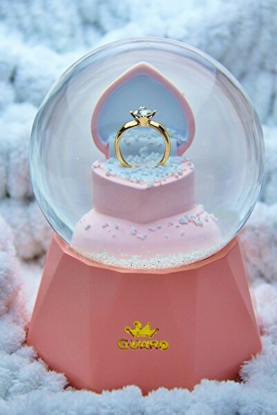 MOBGİFT Tektaş Pırlanta Yüzüklü Renk Değiştiren Işıklı Müzikli Orta Boy Kar K...