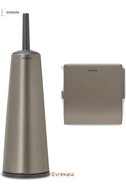 Brabantia Evrekala Shop Toilet Brush and Toilet Paper Holder New Platinum Set