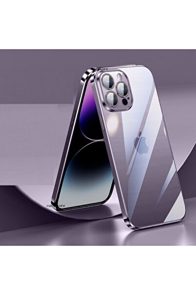 m.tk moveteck Iphone 14 Pro Max Kılıf Kamera Lens Koruyucu 6.7 Inç Derin Mor Için Ultra Ince Sert Arkası Şeffaf