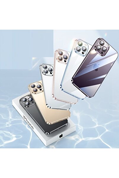 m.tk moveteck Iphone 14 Pro Max Kılıf Kamera Lens Koruyucu 6.7 Inç Derin Mor Için Ultra Ince Sert Arkası Şeffaf