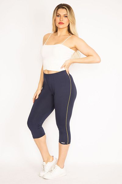 Şans Plus Size Leggings - Navy blue - Normal Waist