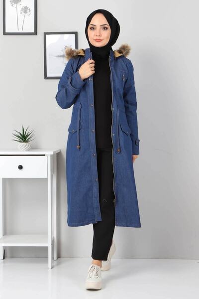 Modamihram Дънково палто с цип, синьо 9735