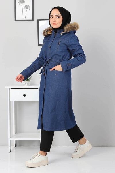 Modamihram Дънково палто с цип, синьо 9735
