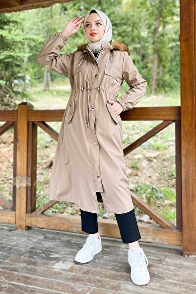 Modamihram Παλτό με φερμουάρ Mink Hooded - MİH10349