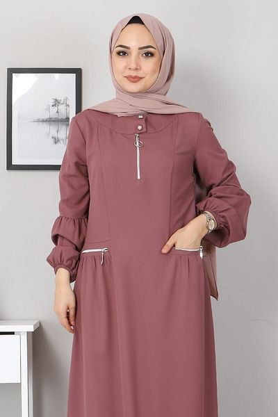 Modamihram Cipzáras részletes ruha Dusty Rose 10269