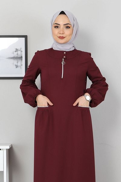 Modamihram Zipper Detailed Dress Plum 10269