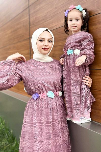 Modamihram Lace Mother Dress Dusty Rose 16800