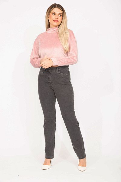 Şans Women's Large Size Anthracite 5 Pocket Lycra Jeans 65n35291
