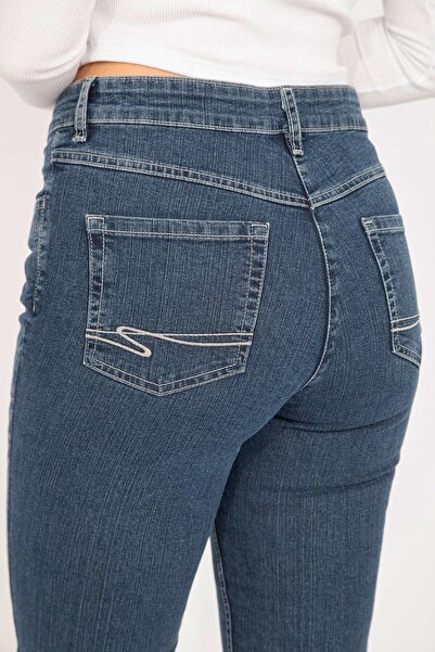 Şans Γυναικείο τζιν παντελόνι 65n35271 με 5 τσέπες Navy Blue