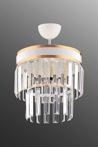 KUZEY AYDINLATMA Generation Single White Two Tiers Crystal Modern Chandelier