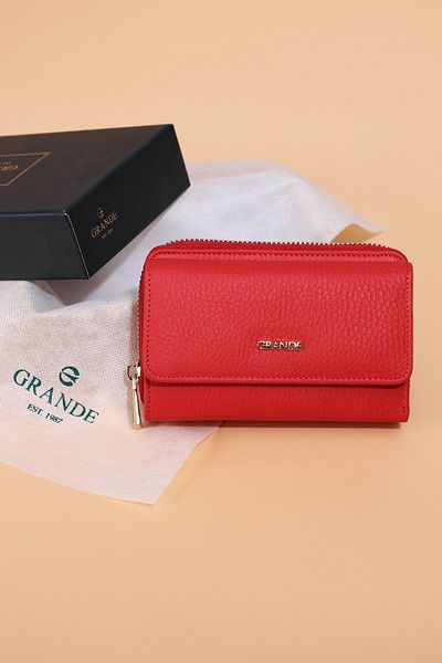 By Hakan Grande 2754 Жълт аксесоар Портфейл от 100% естествена кожа, червен