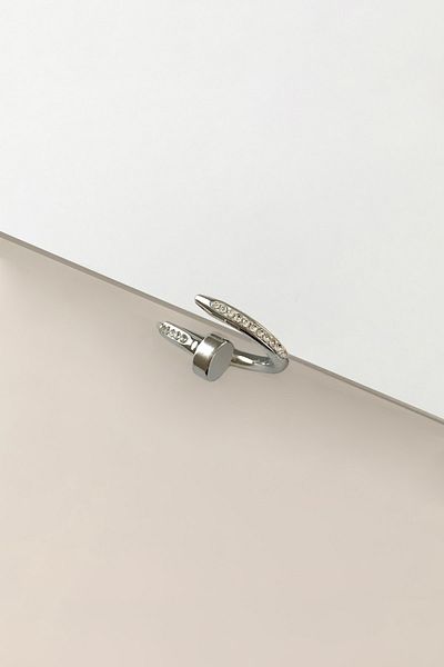 SilverStone Zircon Stone Nail Model Steel Ring