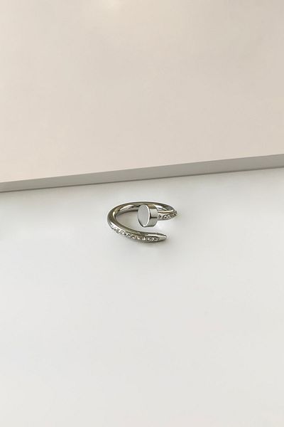 SilverStone Zircon Stone Nail Model Steel Ring