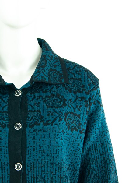 Oppland Cardigan pentru mama pentru femeie, tricotaje de iarnă, cu nasturi, buzunar peste tot, cu motiv Rose Time, țesute din lână