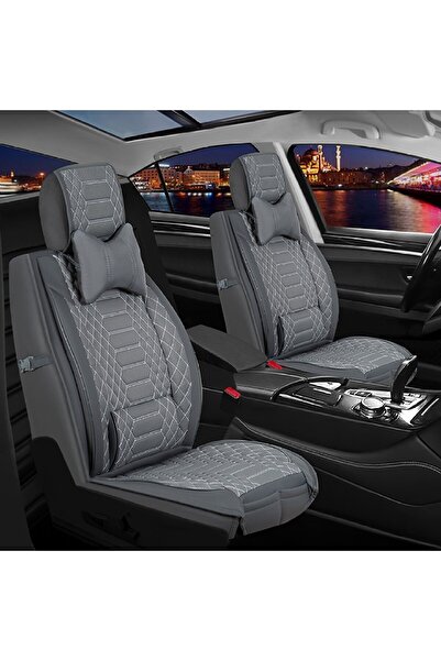 YKTEDARIK طقم مقعد سيارة جلدي فاخر من Jeep Compas - لون مدخن/ملكي، غطاء أمامي...