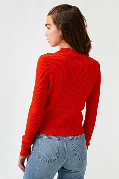 Koton Magas gallérral bordázott Basic pulóver