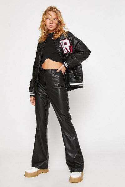 Koton Leather Look Trousers Flared Leg