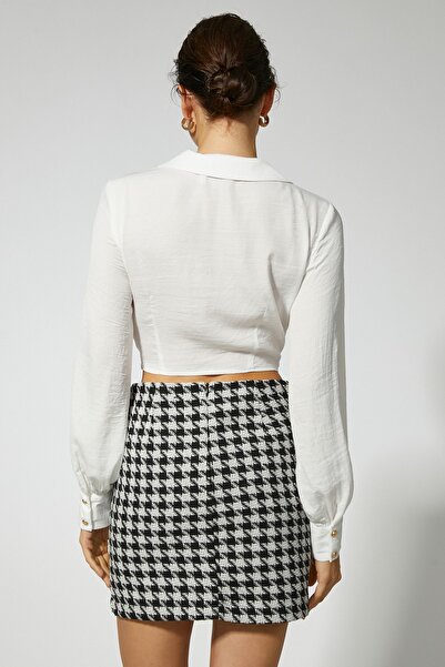 Koton Dámská šedobílá košile 3WAK60202UW