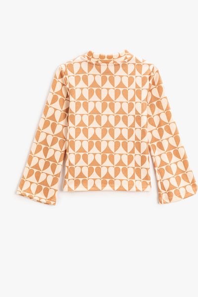 Koton Beige gemustertes Mädchen-T-Shirt 3WKG10388AK