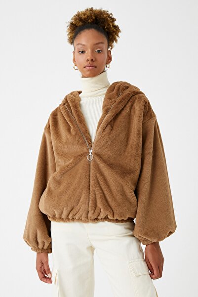 Koton Γυναικείο Μπουφάν Καφέ 3WAL20103IW