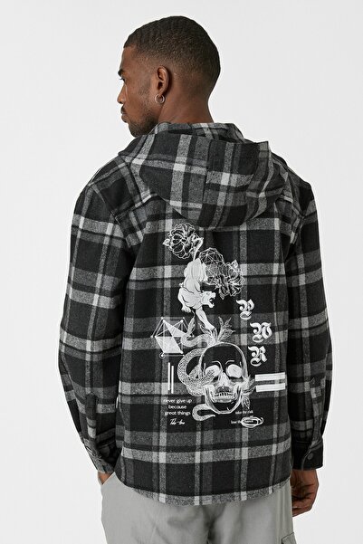 Koton Men's Black Plaid Sweatshirt 3WAM70007HW