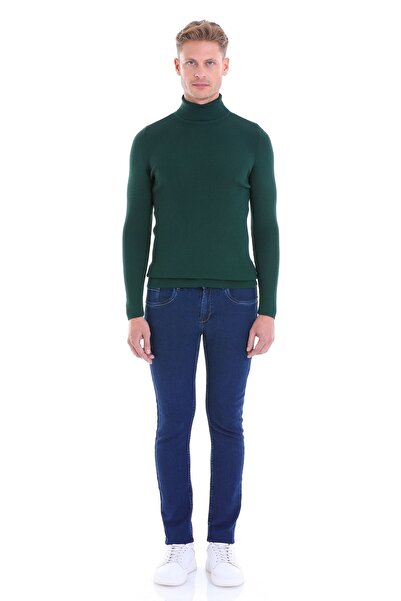 Hatemoğlu Πράσινο μάλλινο πουλόβερ με ριμπ ζιβάγκο Comfort