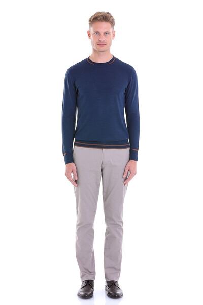 Hatemoğlu Μάλλινο πουλόβερ Indigo Comfort Fit με μοτίβο Crew Neck