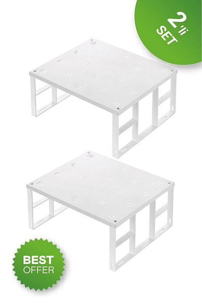 isgstore 2 τμχ Μεταλλικός πάγκος φορητός οργανωτής ντουλαπιών Βάση ποτηριών