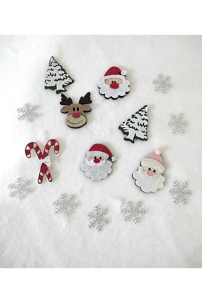 damlakids Felt Figure Set Santa Claus Glass Tree Deer Snowflake Candy Canes 16 Pieces