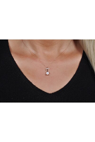 EZİLA SİLVER Manolya Çiçekli Gümüş Harfli Kolye [ I ]