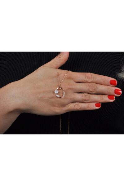 EZİLA SİLVER Manolya Çiçekli Gümüş Harfli Kolye [ O ]