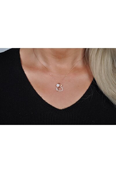 EZİLA SİLVER Manolya Çiçekli Gümüş Harfli Kolye [ B ]