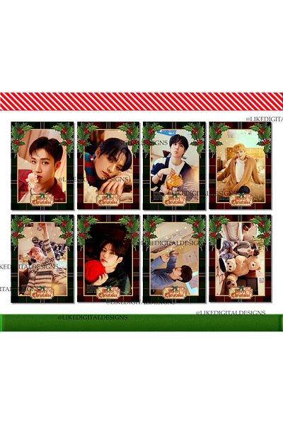 Güneş Kırtasiye Straykids Photocard Χριστουγεννιάτικη φωτοκάρτα 8 τεμαχίων