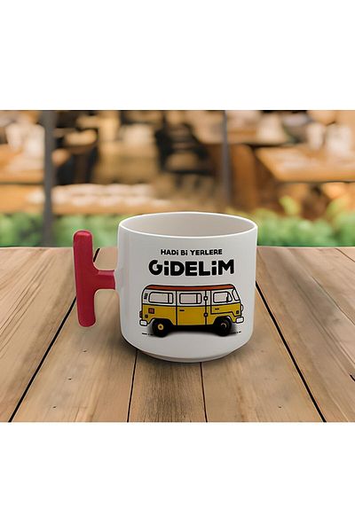 RHG Art Latte & Espresso Handmade Caravan Motto Red T Handle Mug 200 Ml