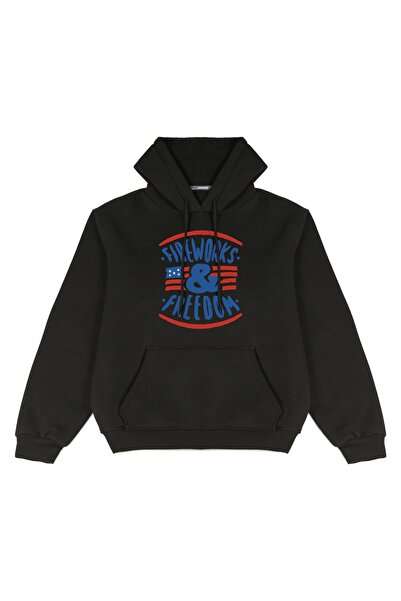 Welly Jones Freedom Printed Oversize Hooded Sweatshirt